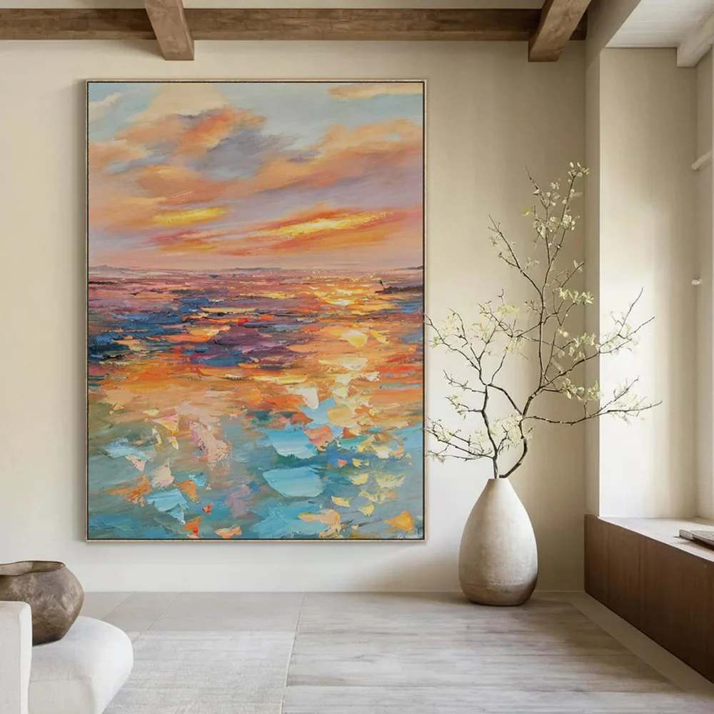 Balcony Handmade Living Coastal Bedroom Abstract Canvas Wall Art 7YKAR